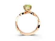 Solitaire Engagement Ring Setting for Fancy Yellow Cushion Cut Center with Pave and Plain Crossover Band and Prong Head in Rose Gold