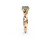 Crossover Engagement Ring Setting for Fancy Green Princess Cut Center with Pave and Plain Strands and Prong Head in Rose Gold