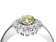 Halo Engagement Ring Setting for Fancy Yellow Marquise Center with Milgrain Channel Band and Prong Head in Sterling Silver