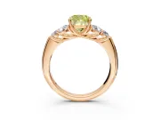 Cluster Engagement Ring Setting for Fancy Yellow Cushion Cut Center with Round Cut Accent Frame and Prong Head in Rose Gold