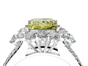 Halo Engagement Ring Setting for Fancy Yellow Princess Cut Center with Two-Strand Split Shank and Prong Head in Platinum