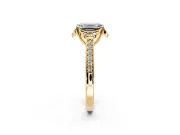 Floral Engagement Ring Setting for Emerald Cut Center with Four Accent Clusters and Prong Head in Yellow Gold