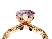 Solitaire Engagement Ring Setting for Fancy Pink Heart-Shaped Center with Marquise Panel Band and Prong Head in Rose Gold