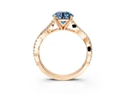 Solitaire Engagement Ring Setting for Fancy Blue Round Cut Center with Twisted Pave Split Shank and Prong Head in Rose Gold