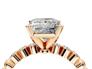 Solitaire Engagement Ring Setting for Princess Cut Center with Bezel-Dot Beaded Band and Prong Head in Rose Gold