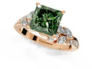 Solitaire Engagement Ring Setting for Fancy Green Princess Cut Center with Marquise Accent Twist Band and Prong Head in Rose Gold