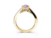 Solitaire Engagement Ring Setting for Fancy Pink Pear-Shaped Center with Crossover Accents and Prong Head in Yellow Gold