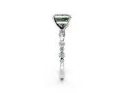Solitaire Engagement Ring Setting for Fancy Green Princess Cut Center with Alternating Size Accents and Prong Head in Sterling Silver