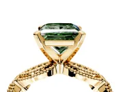 Solitaire Engagement Ring Setting for Fancy Green Princess Cut Center with Marquise Panel Band and Prong Head in Yellow Gold