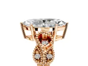 Leaf Engagement Ring Setting for Marquise Center with Milgrain Accent Band and Prong Head in Rose Gold