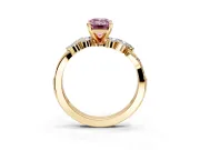 Solitaire Engagement Ring Setting for Fancy Pink Emerald Cut Center with Marquise Accent Twist Band and Prong Head in Yellow Gold