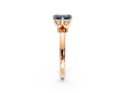 Solitaire Engagement Ring Setting for Fancy Blue Emerald Cut Center with Plain Band and Tulip Prong Head in Rose Gold