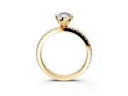 Solitaire Engagement Ring Setting for Marquise Center with Fine Pave Band and Claw Prong Head in Yellow Gold