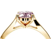 Solitaire Engagement Ring Setting for Fancy Pink Oval Center with Tapered Shoulders and Prong Head in Yellow Gold