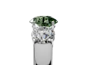 3 Stone Engagement Ring Setting for Fancy Green Round Cut Center with Raised Basket Heads and Prong Head in Platinum