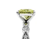 Solitaire Engagement Ring Setting for Fancy Yellow Radiant Cut Center with Milgrain Bezel Accents and Prong Head in Platinum