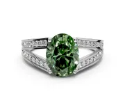 Split Shank Engagement Ring Setting for Fancy Green Oval Center with Pave Split Shank and Prong Head in Platinum