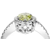 Accent Halo Engagement Ring Setting for Fancy Yellow Marquise Center with Full-Length Pave Band and Prong Head in Platinum