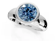 Solitaire Engagement Ring Setting for Fancy Blue Round Cut Center with Wide Band and Bezel Head in Platinum