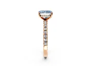 Solitaire Engagement Ring Setting for Fancy Blue Radiant Cut Center with Band of Accents and Prong Head in Rose Gold