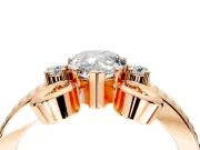 Solitaire Engagement Ring Setting for Pear-Shaped Center with Twisted Band and Scroll Prong Head in Rose Gold