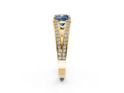 Split Shank Engagement Ring Setting for Fancy Blue Cushion Cut Center with Pave Split Shank and Prong Head in Yellow Gold
