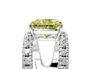 Solitaire Engagement Ring Setting for Fancy Yellow Radiant Cut Center with Wide-Open Split Shank and Prong Head in Sterling Silver