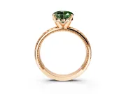 Solitaire Engagement Ring Setting for Fancy Green Heart-Shaped Center with Milgrain X Pattern Band and Prong Head in Rose Gold