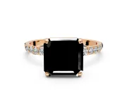 Solitaire Engagement Ring Setting for Fancy Black Asscher Cut Center with Pave Accents and Prong Head in Rose Gold