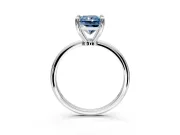 Minimalist Solitaire Engagement Ring Setting for Fancy Blue Radiant Cut Center with Thin Band and Prong Head in Sterling Silver