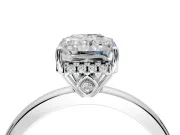 Solitaire Engagement Ring Setting for Radiant Cut Center with Fine Wire Band and Prong Head in Platinum