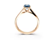 Solitaire Engagement Ring Setting for Fancy Blue Emerald Cut Center with Cathedral Channel Band and Prong Head in Rose Gold
