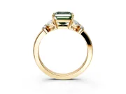 Solitaire Engagement Ring Setting for Fancy Green Asscher Cut Center with Marquise Flower Shoulders and Prong Head in Yellow Gold