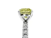 Solitaire Engagement Ring Setting for Fancy Yellow Cushion Cut Center with Fine Pave Band and Claw Prong Head in Sterling Silver