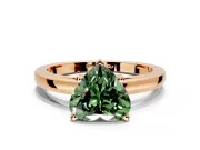 Solitaire Engagement Ring Setting for Fancy Green Heart-Shaped Center with Basket Rail and Prong Head in Rose Gold