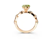 Solitaire Engagement Ring Setting for Fancy Yellow Heart-Shaped Center with Bezel Station Band and Prong Head in Rose Gold