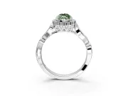 Halo Engagement Ring Setting for Fancy Green Marquise Center with Leaf Motif Split Shank and Prong Head in Platinum