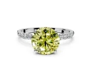 Solitaire Engagement Ring Setting for Fancy Yellow Round Cut Center with Fine Pave Accents and Prong Head in Sterling Silver