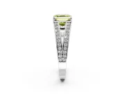 Split Shank Engagement Ring Setting for Fancy Yellow Asscher Cut Center with Pave Split Shank and Prong Head in Platinum