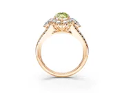 Halo Engagement Ring Setting for Fancy Yellow Marquise Center with Two-Strand Split Shank and Prong Head in Rose Gold