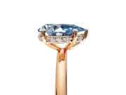 Solitaire Engagement Ring Setting for Fancy Blue Pear-Shaped Center with Plain Band, Open Basket and Prong Head in Rose Gold