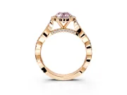 Halo Engagement Ring Setting for Fancy Pink Oval Center with Twist Band and Prong Head in Rose Gold
