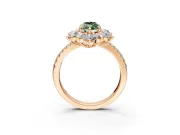 Floral Halo Engagement Ring Setting for Fancy Green Marquise Center with Pave Accents and Prong Head in Rose Gold