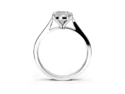 Solitaire Engagement Ring Setting for Cushion Cut Center with Tapered Shoulders and Prong Head in Sterling Silver