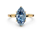 Hidden Halo Engagement Ring Setting for Fancy Blue Marquise Center with Plain Band and Tall Prong Head in Yellow Gold