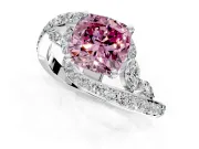 Solitaire Engagement Ring Setting for Fancy Pink Cushion Cut Center with Filigree Band and Prong Head in White Gold