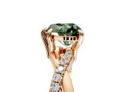 Solitaire Engagement Ring Setting for Fancy Green Heart-Shaped Center with Half-Pave Crossover Band and Prong Head in Rose Gold
