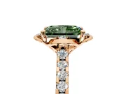 Floral Engagement Ring Setting for Fancy Green Radiant Cut Center with Pave Band and Floral Prong Head in Rose Gold