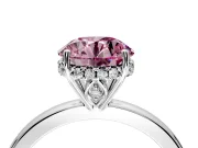 Solitaire Engagement Ring Setting for Fancy Pink Round Cut Center with Fine Wire Band and Prong Head in Platinum