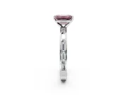 Solitaire Engagement Ring Setting for Fancy Pink Emerald Cut Center with Channel Baguette Band and Prong Head in Platinum